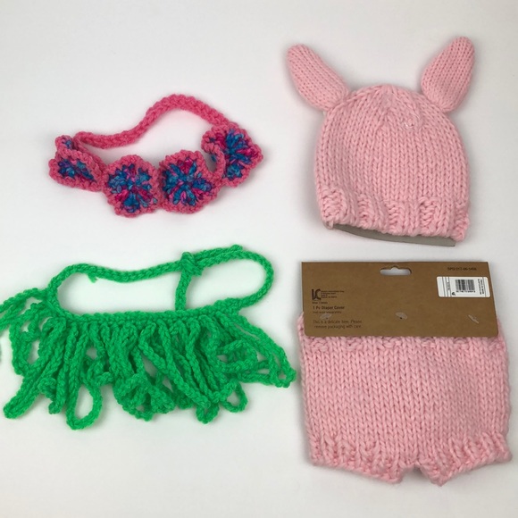 Baby girl photo prop outfits bunny and hula girl - Picture 2 of 2